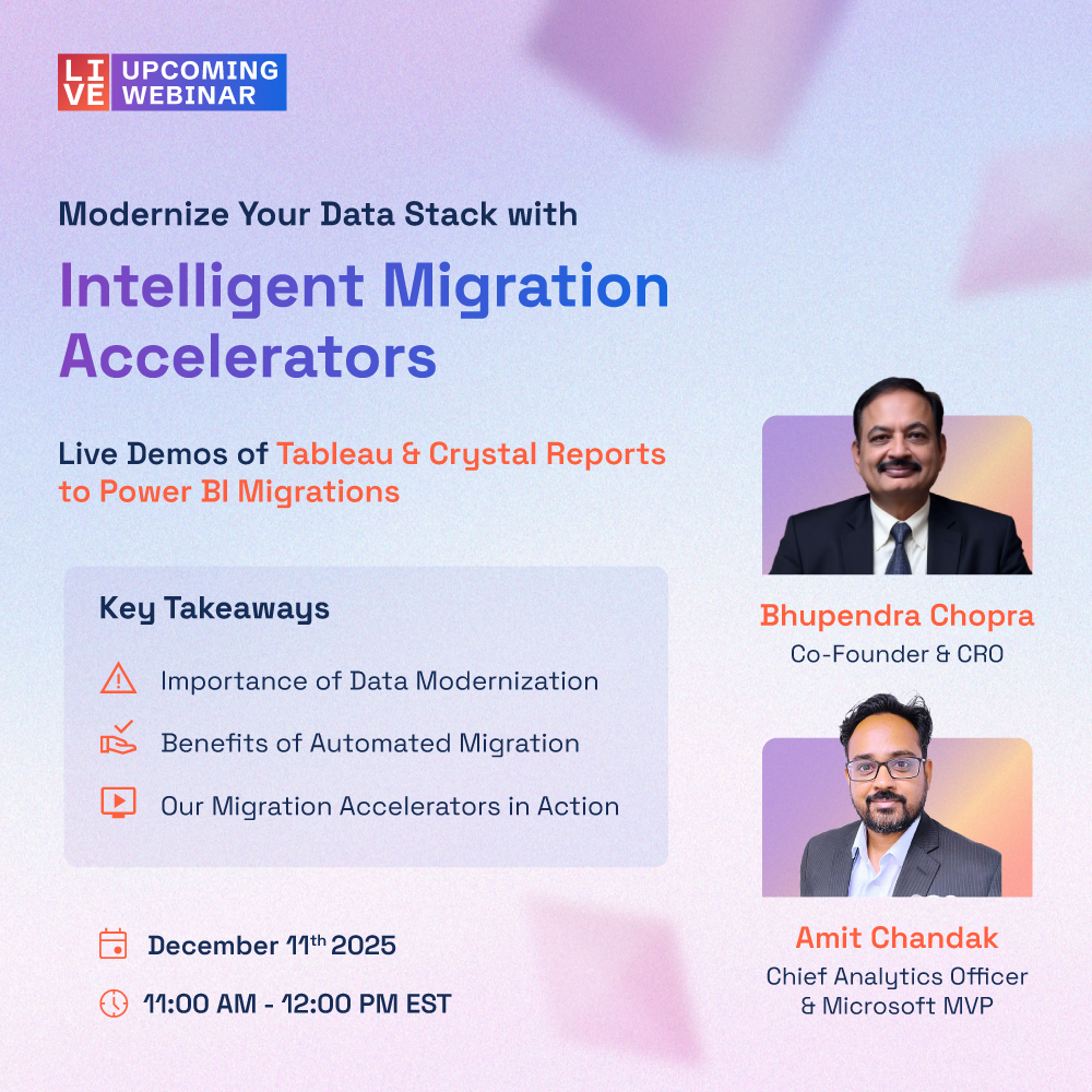 KanerikaSoft's tweet image. Modernize your BI fast! 🚀

Move from Tableau/Crystal Reports to #PowerBI with Kanerika’s Intelligent Migration Accelerators -zero downtime, 50% less manual work.

Join our webinar for live demos 👇
🔗 kanerika.com/events-and-web…

#DataMigration #Automation #ModernBI #Kanerika