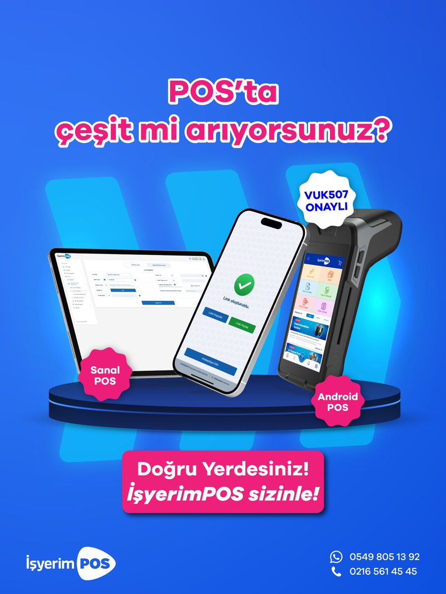 isyerimpostr's tweet image. İşyerimPOS LinkPOS, CepPOS, Android POS ve daha fazlası… 🌐

Aradığınız tüm POS çözümleri İşyerimPOS’ta! 🙌💸

#POSÇeşitleri #AndroidPOS #CepPOS #İşyerimPOSAvantajları #HerkeseUygunPOS #İşyerimPOS