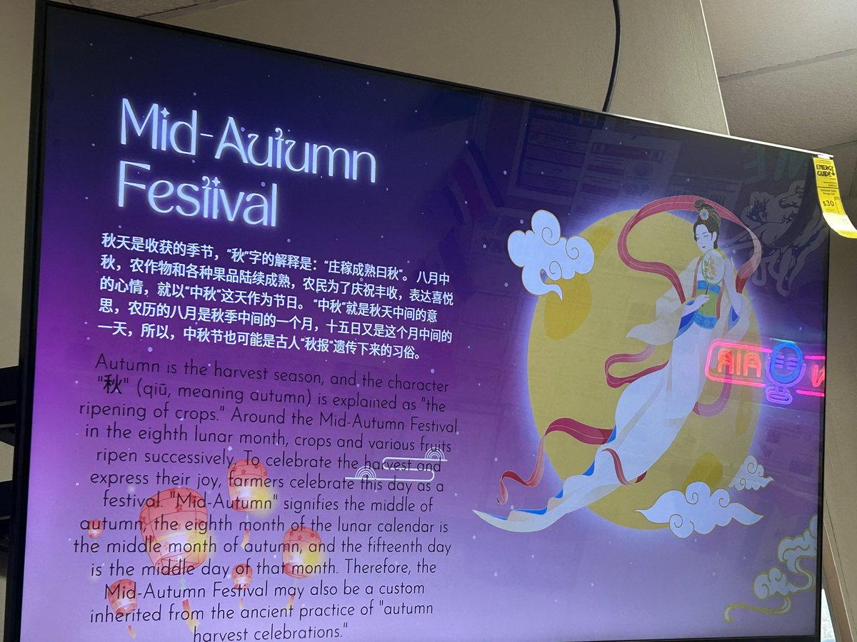 CRusso30's tweet photo. Celebrating the #midautumnfestival with our @MineolaMS learners. Students showcased their culture and traditions, and we tried the Americanized version of Chinese Mooncakes 🥮🥮🥮 https://t.co/085jxuNU3i