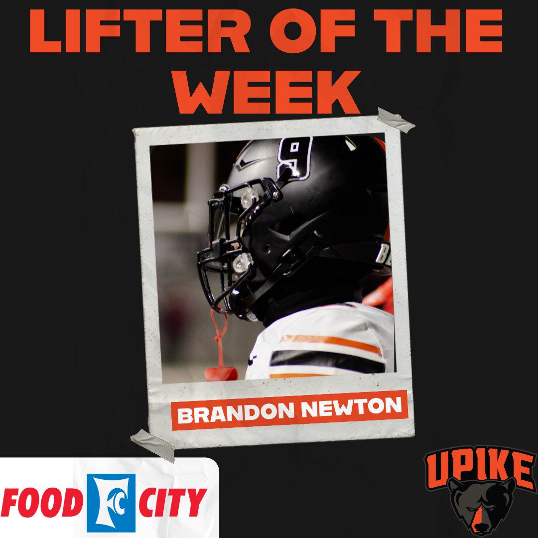 ⬛️🟧LIFTER OF THE WEEK🟧⬛️

🐻BRANDON NEWTON 🐻

SPONSORED BY FOOD CITY

#bear #upike #bearnation #upikefootball
#Foodcity