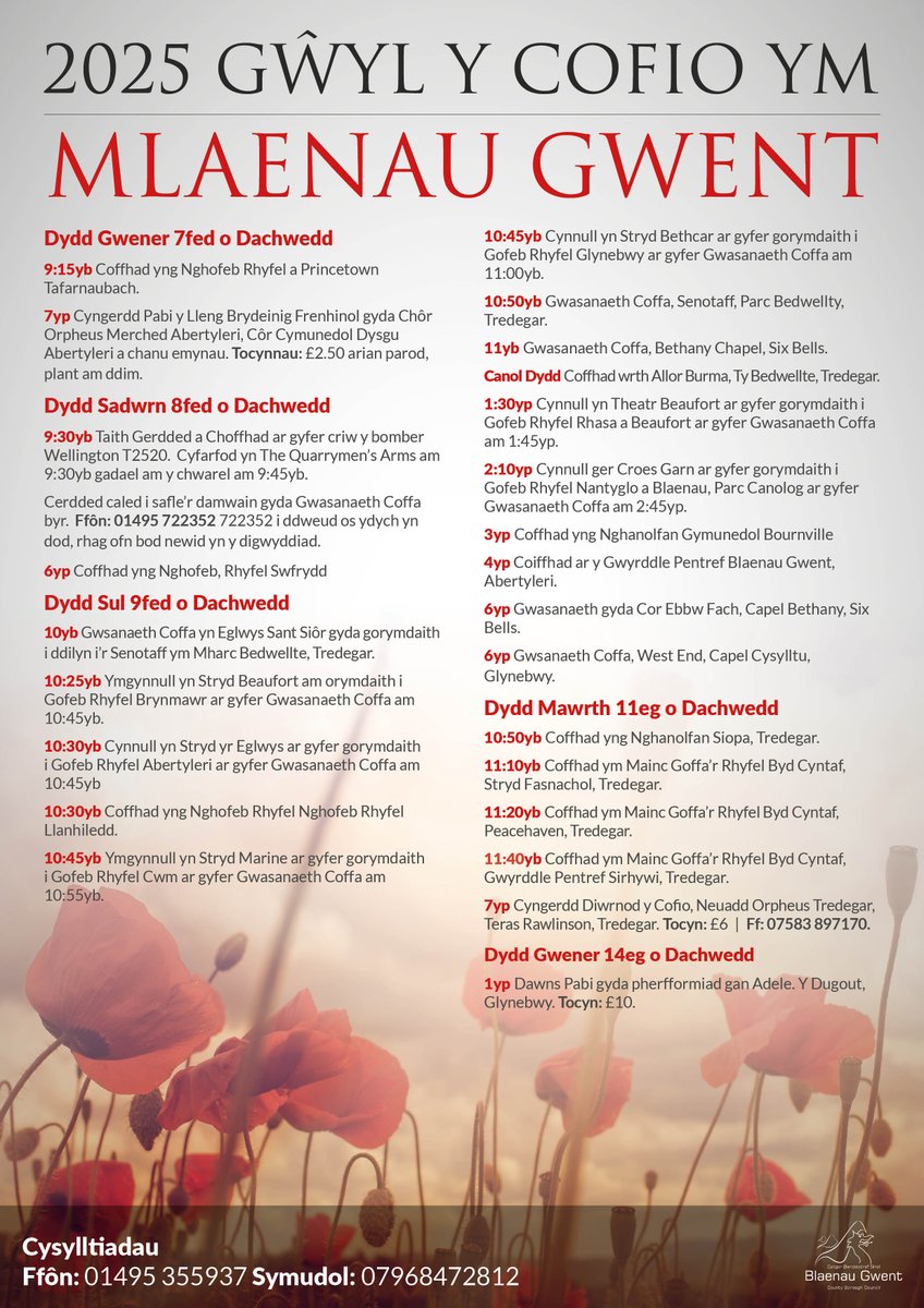 2025 Gwyl y Cofio Ym Mlaenau Gwent #cofio #rhaginianghofio #blaenaugwent