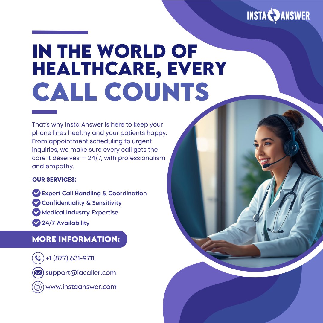 Insta_Answer's tweet image. Your patients deserve care, even before they step into your office. From urgent inquiries to follow-ups, our team keeps your communication healthy and your practice running smoothly.

Contact us today at (877) 631-9711 or email support@iacaller.com.

#InstaAnswer #Rx #CSR