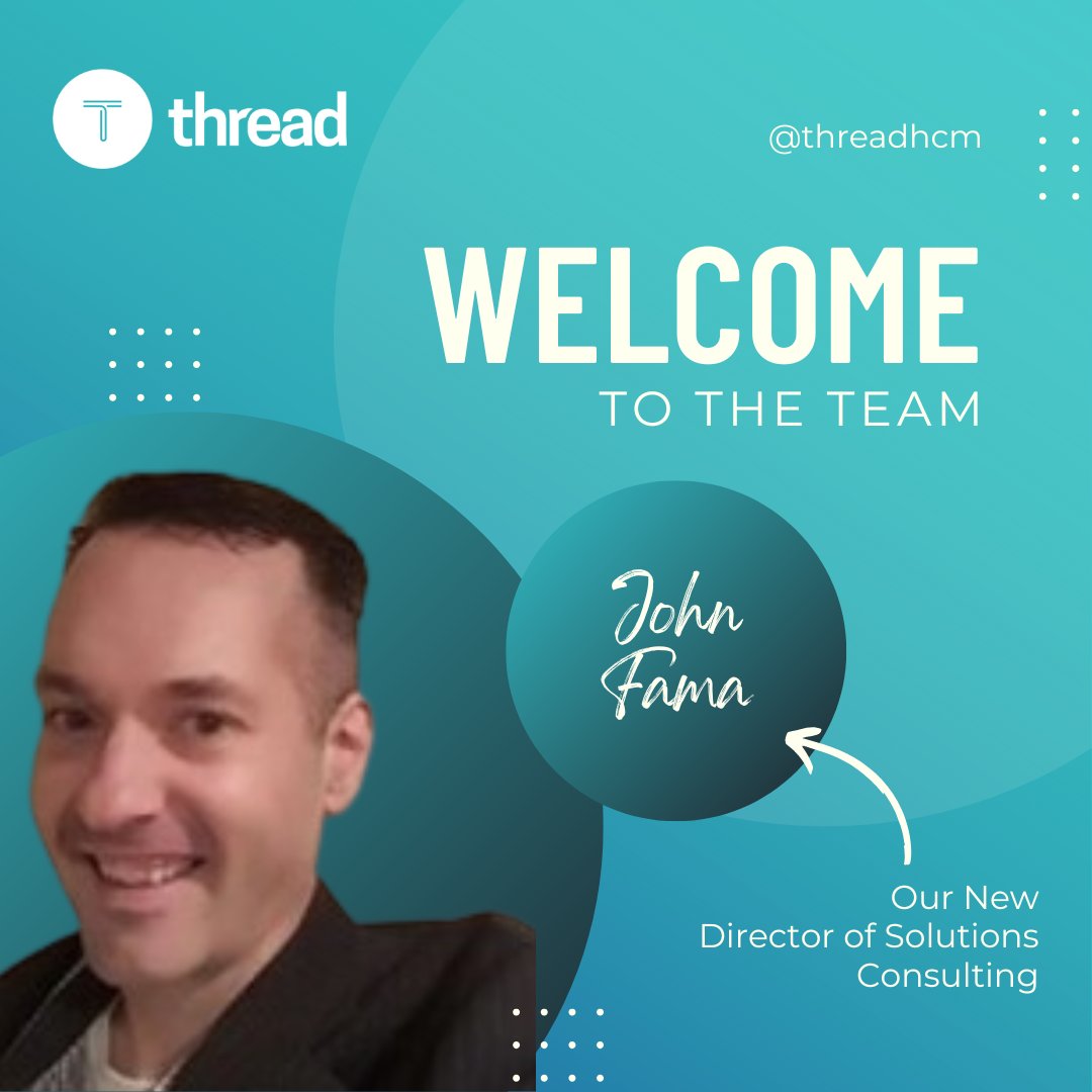 ThreadHCM's tweet image. Big news — our team is growing again! 🌟
Please join us in welcoming John Fama, our new Director of Solutions Consulting.
With deep experience in HCM and a passion for helping organizations thrive, John’s already bringing fresh energy to Thread. 💼💚
#ThreadHCM #WelcomeToTheTeam