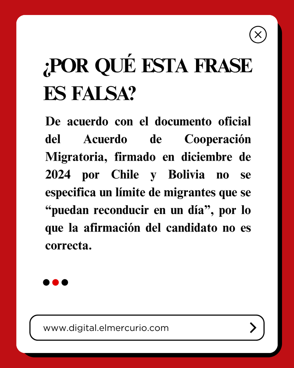 elpoligrafo's tweet photo. #DebateArchi: Johannes Kaiser afirma que "el convenio de reconducción (con Bolivia) dice que podemos reconducir 10 migrantes por día".
La frase es falsa. 
Lea el chequeo completo en https://t.co/ADQxW2uNGA
#DebatePresidencial #Elecciones2025 https://t.co/E1tLDcbpNv