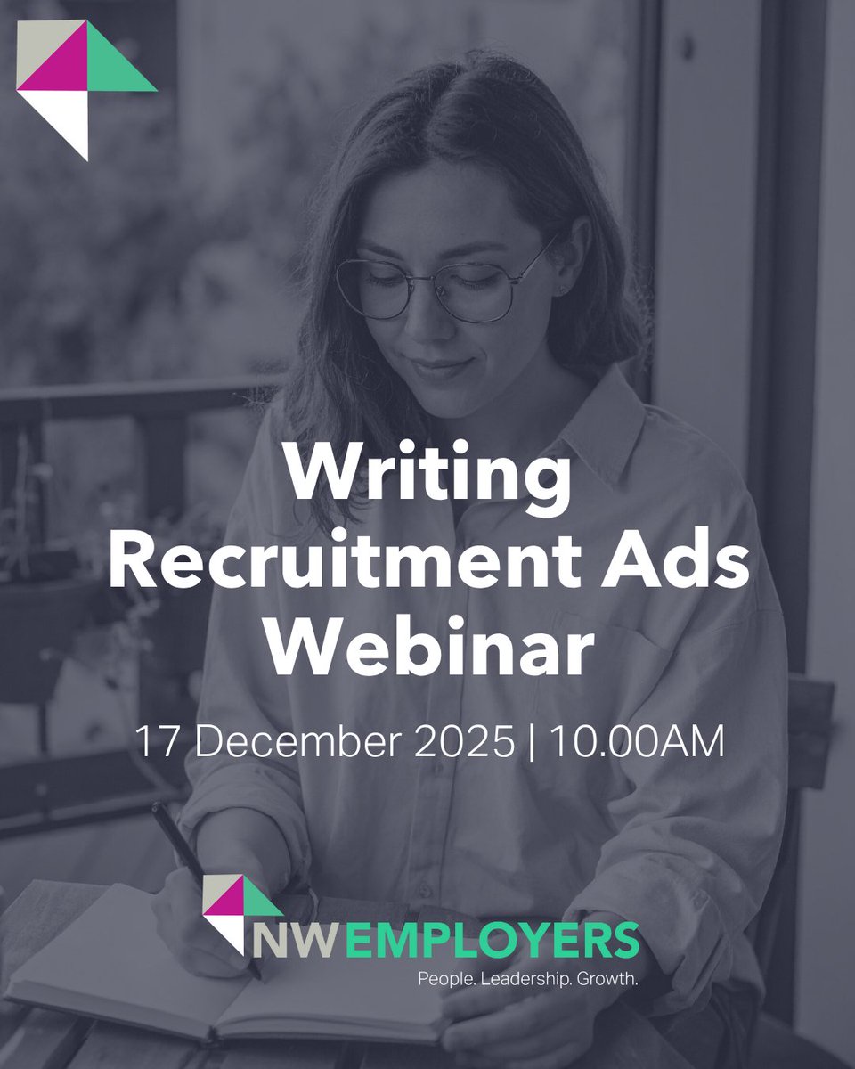 Back by demand! After 30+ HR professionals joined our September session, the Writing Recruitment Ads Masterclass returns on 17 Dec 2025 (10–12, online).

Learn to write ads that inspire &amp; attract — free for North West Employers members. lnkd.in/e6kSGPp7