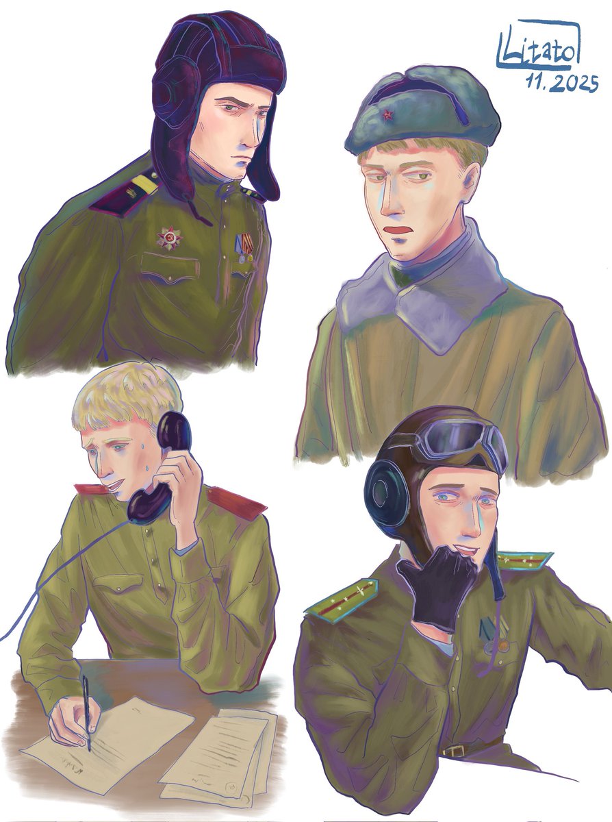 Would love to draw multiple characters like this. Btw this is the 1st time I draw on Procreate, still need to get familiar with it but yeh it's a rlly great app. Here are some Soviet bois 🤗