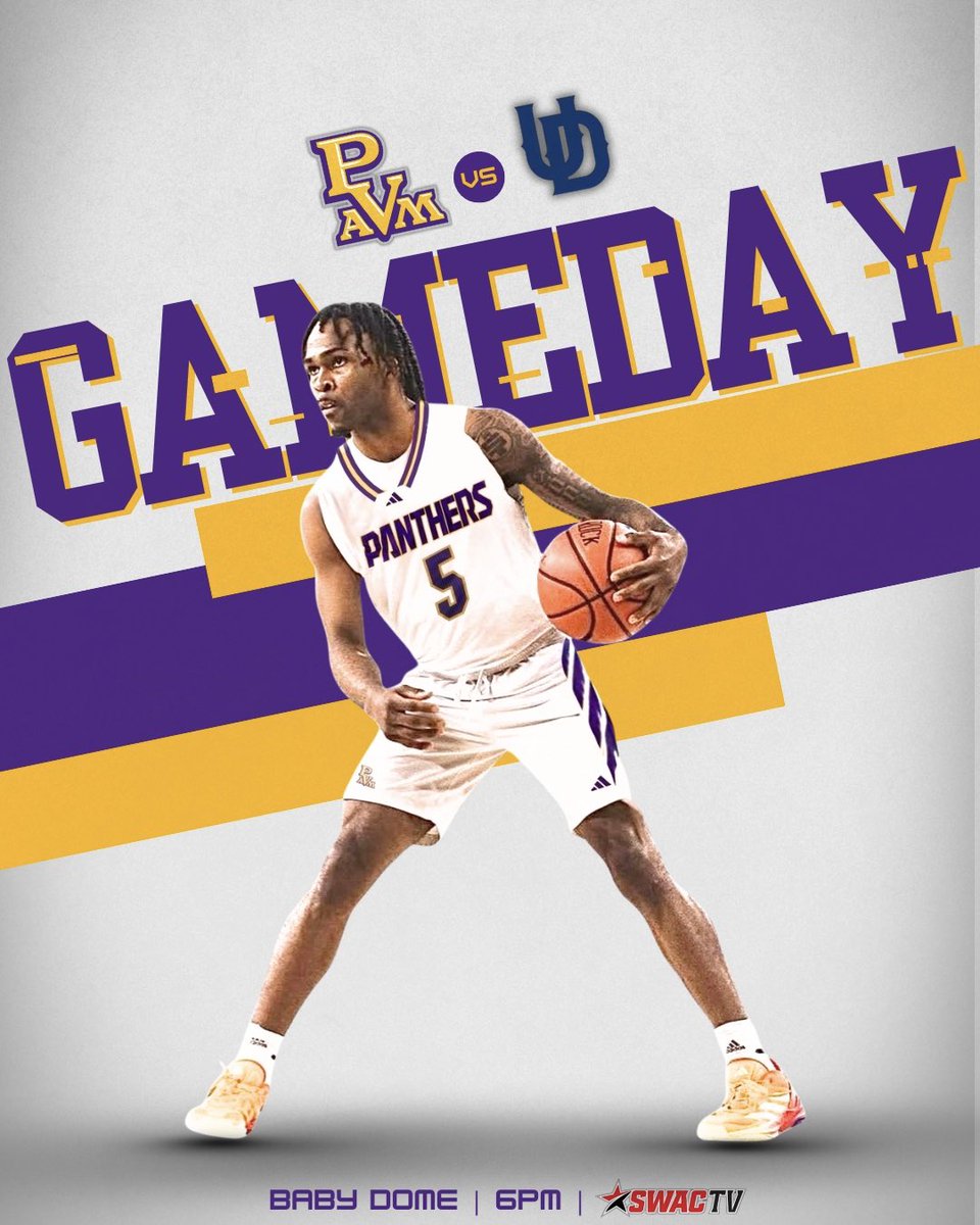 PVAMU_MBB's tweet image. 𝗚𝗔𝗠𝗘𝗗𝗔𝗬 𝗢𝗡 𝗧𝗛𝗘 𝗛𝗜𝗟𝗟!!
⁣⁣
🆚 University of Dallas
🏟️ Baby Dome
⏰ 6PM [CT]
📺 SWAC TV
⁣⁣⁣
#PvamuMBB | #PantherPride