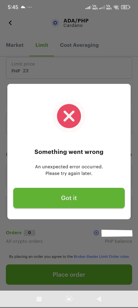 Shinta_0316's tweet photo. @pdaxph Is there a problem with Buy Limit Feature? Transaction cannot be completed. https://t.co/ijazDBvN21