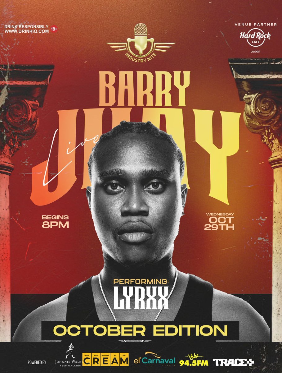 Performing live with BARRY JHAY 
at the Hardrock Cafe, Lagos 
for Industry Nite <a href="/Industrynite9ja/">Industrynite.xyz</a> (October edition)

see you later today ❤️🚀