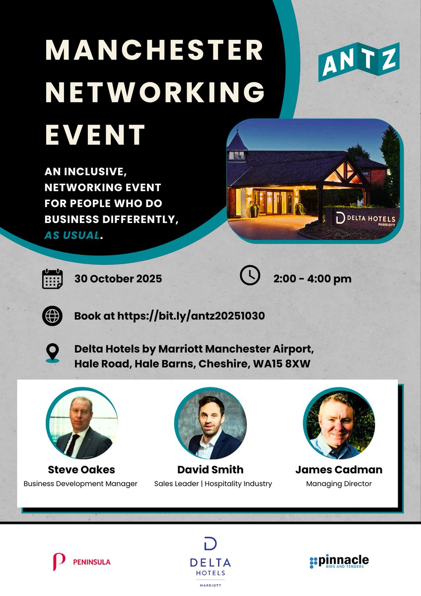 #ManchesterNetworkingEvent!

#LastChance to #JoinTheConversation #tomorrow | 2-4 pm | WA15 8XW.

#BookNow at bit.ly/antz20251030, learn how ANTZ partners do business differently to grow commercially &amp; deliver local #SocialImpact.

#SocialValue #SeptemberEvent #NetworkInPerson