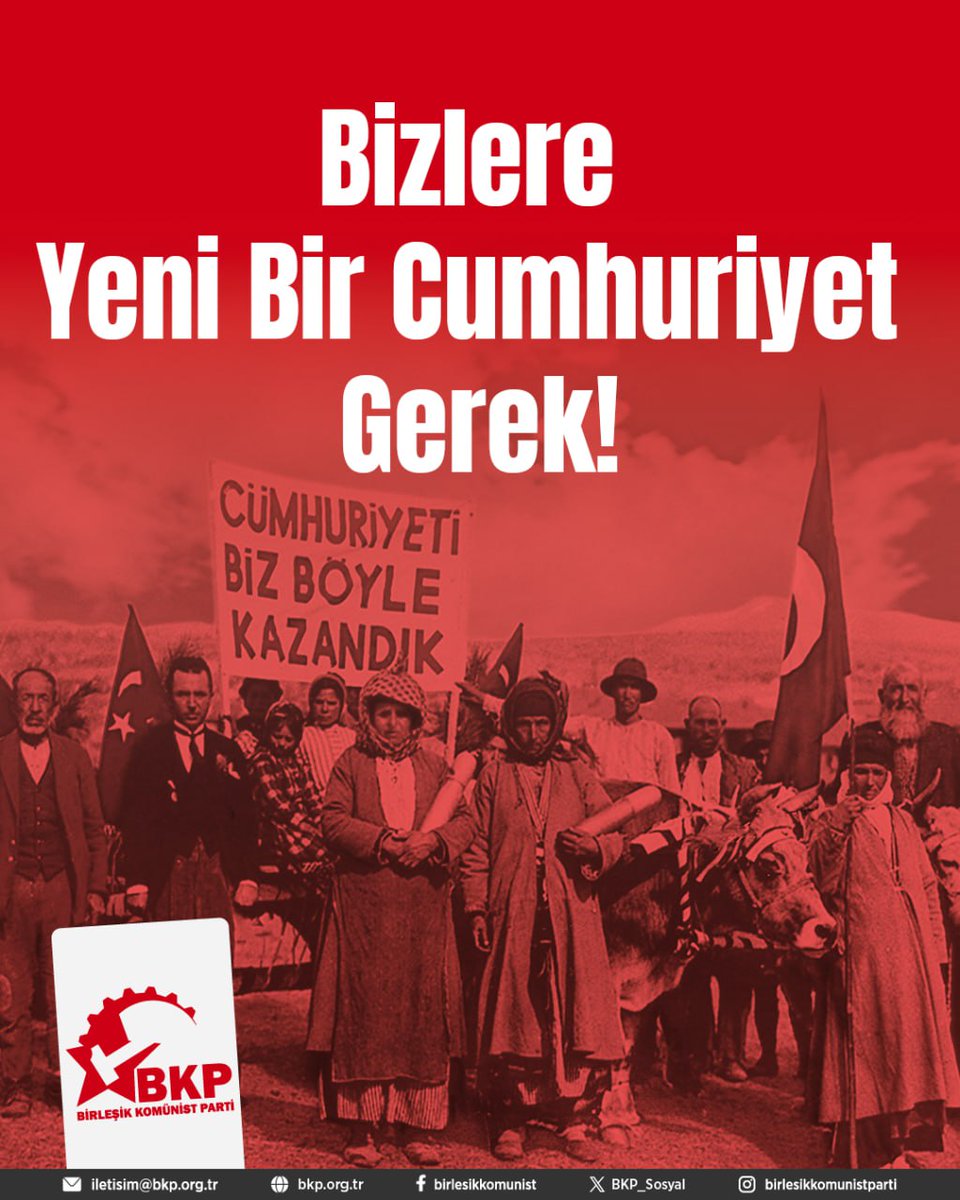 Bizlere Yeni Bir Cumhuriyet Gerek!

Emperyalist işgale karşı yürütülen mücadele sonucunda 102 yıl önce kurulan Cumhuriyet, patronların, NATO'cuların, gerici örgütlenmelerin eliyle adım adım yıkılmıştır.

Bugün, emperyalistler ülkemizi ve bölgemizi kuşatmıştır. Laiklik tasfiye