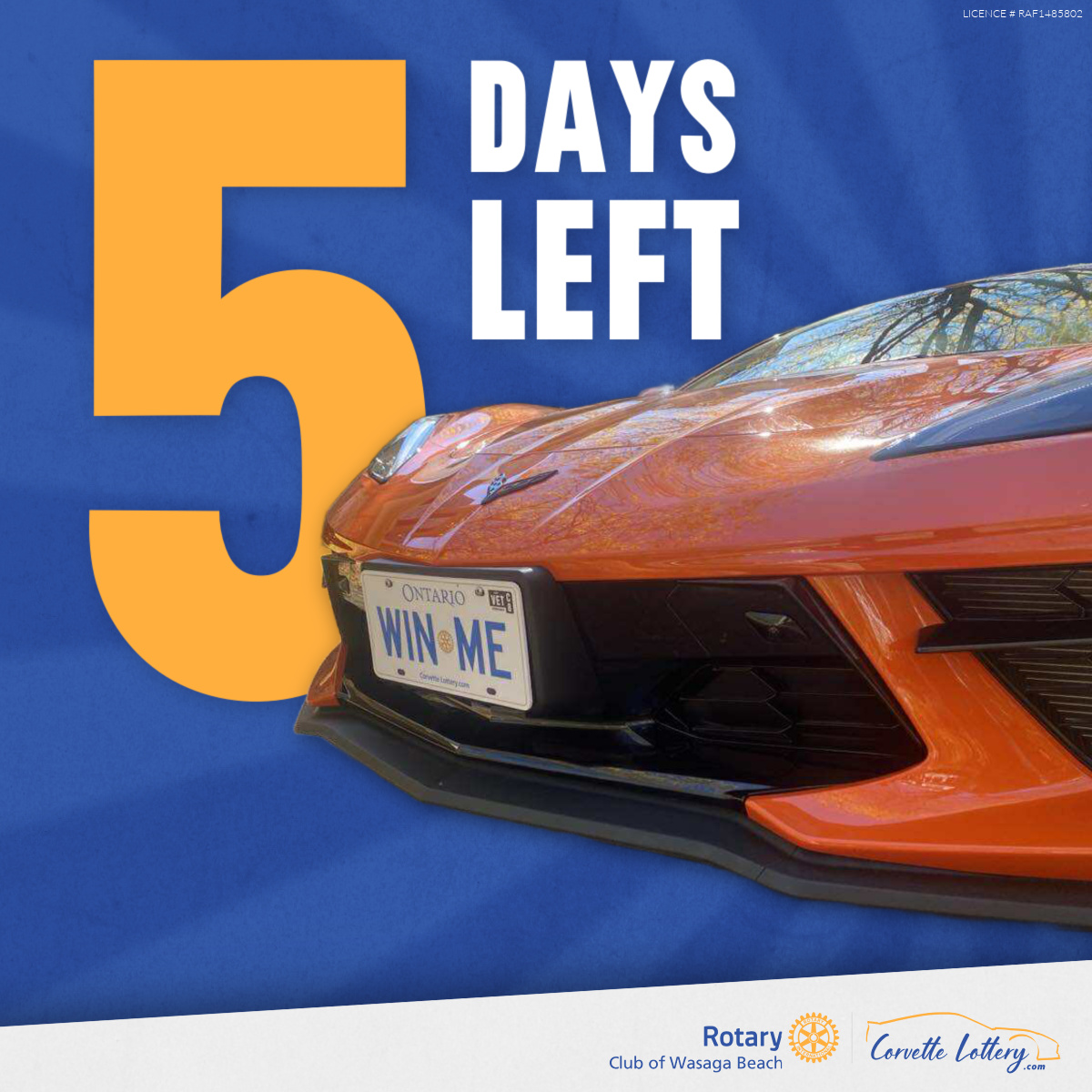 5 days left. One ticket changes everything.

Win the 2025 Corvette Stingray Convertible.

corvettelottery.com | Licence #RAF1485802