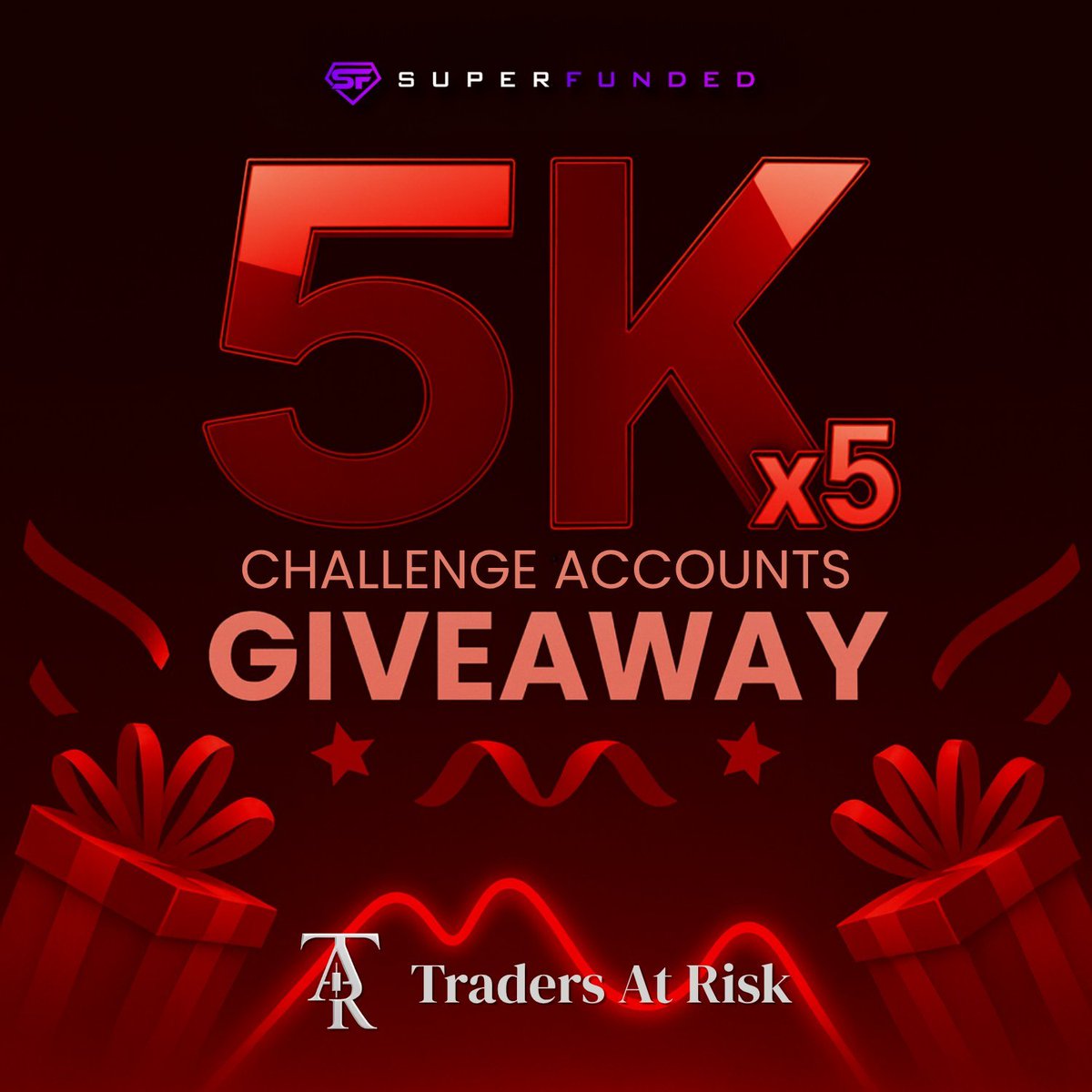 🎁 GIVEAWAY ALERT 🚨

5x 5K SuperFunded Challenges

1. Retweet This Tweet 
2. Join our Discord - check giveaway channel
3. Follow <a href="/TradersAtRisk/">Traders At Risk™</a> &amp; <a href="/superfundedfx/">SuperFunded</a>   

Winners will be chosen IN OUR DISCORD on MONDAY  

Join link in the replies!