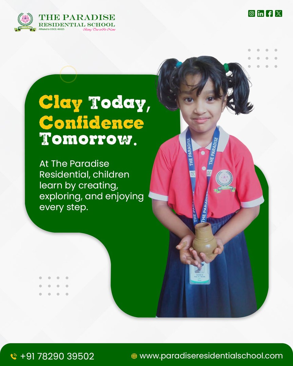 paradise052009's tweet image. Clay Today, Confidence Tomorrow. At The Paradise Residential School, we believe learning is an adventure where every step, creation, and exploration builds a confident future.
#SchoolLife #LearningIsFun #KidsLearning #EdTech #EducationMatters #FutureReady #ChildDevelopment