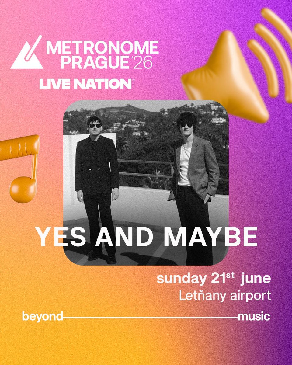 itsyesandmaybe's tweet photo. Big news, our first festival show in Europe! We'll be playing in Prague for the @metronomeprague! Tickets: https://t.co/z5L6HLMX0d https://t.co/O8n27NrOZD