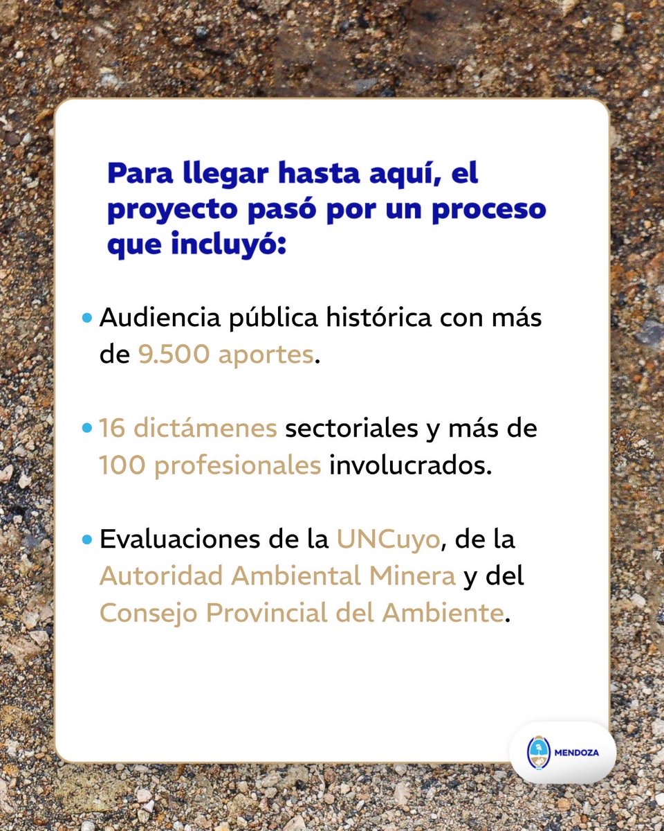 La Declaración de Impacto Ambiental del proyecto PSJ Cobre Mendocino es un paso importante para Mendoza, al cual llegamos después de un proceso serio con la intervención de 16 organismos sectoriales, el trabajo técnico de casi 100 profesionales y con una Audiencia Pública de diez