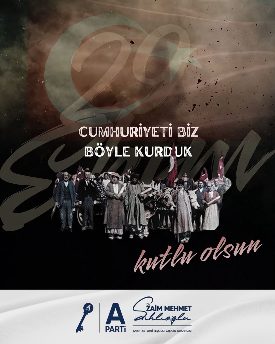 drzaimsihlioglu's tweet photo. Ne mutlu!

Anadolu insanının 1000 yıllık, 
leke tutmamış şeref ve haysiyet mücadelesinde
yol yürüyenlere…

Ne mutlu, bu şerefli mücadeleye
omuz verenlere,
şahitlik edenlere,
şehitliğe erenlere,
can alıp can verenlere…!

Ne mutlu, bedel ödeyenlere…
Ne mutlu, kıymet bilenlere…

Ne mutlu, Kürt, Türkmen, Acem, demeden Türk’ün kadim “akıl, ahlak, adalet” şiarına râm olup, gururla “Türk’üm” diyebilenlere…

Ne mutlu, ayrışmadan birleşebilenlere…

Ne mutlu “Cumhuriyeti biz böyle kurduk” diyenlerin içinde dün, bugün, yarın, daima “biz” hissedebilenlere…

Ne mutlu “itiraz” iradesi gösterebilenlere…

İtirazımızın, irademizin, itibarımızın 
 102. Yılı Kutlu Olsun! 

Ne mutlu “BİZ”e…! 

#Cumhuriyet 
#29Ekim