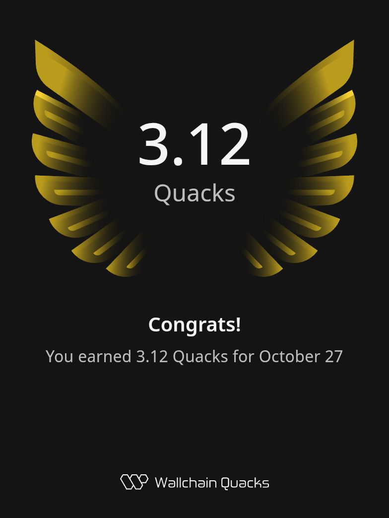 Candycripto's tweet image. I logged into the system and surprise
Just earned 3.12 Quacks on @wallchain in one day 
Turn insights into rewards and climb the leaderboard 
Use my referral link  quacks.app/?ref=Candycrip…