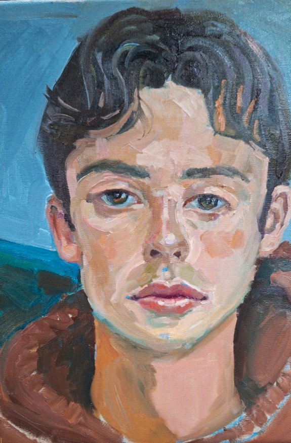 RuthRandom's tweet image. A welcome break from interminable work in progress - my gorgeous Kyri - a lovely afternoon chewing the fat. #oilpainting #portrait