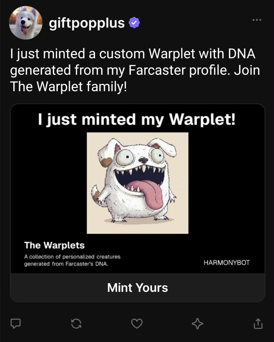 Mint : The Warplets
👉farcaster.xyz/giftpopplus/0x…
(Base, 0.00037 ETH)
แต่ต้องสมัคร Farcaster Pro มีสมัครแบบ 1 เดือน $10.36