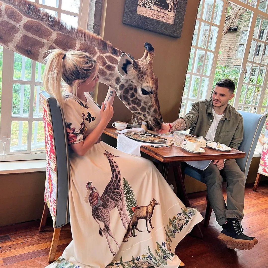devil_r3ject's tweet image. This is Mauro Icardi feeding giraffes all the way from Europe to Nrb ke. Tupatane giraffe center weekend