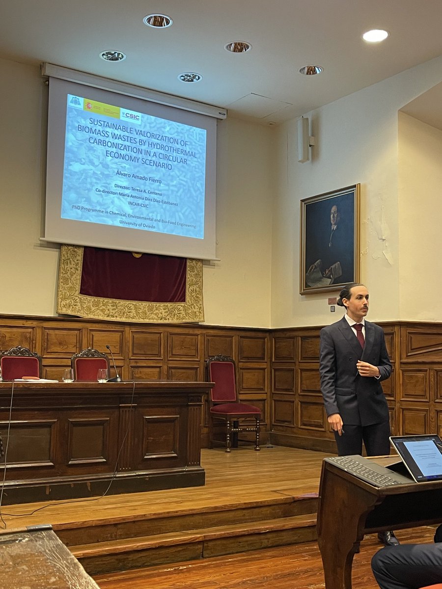 incarCSIC's tweet image. Álvaro Amado Fierro defiende hoy su tesis doctoral titulada Valorización sostenible de residuos biomásicos por carbonización hidrotermal en un escenario de economía circular