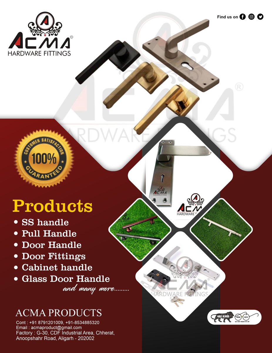 clue_hardware's tweet image. Explore Our Wide Range Online : l.sanitaryclue.in/tBtZlG

🎉 ATTENTION Business Owners! 🎉

📞 Contact Details:
Phone : +91-8791201009, +91-8534885320
Address: G-30, CDF Industrial Area, Chherat, Anoopshahr Road, Aligarh - 202002

#ACMAHardwareFittings #DealerOpportunity #SSHandle