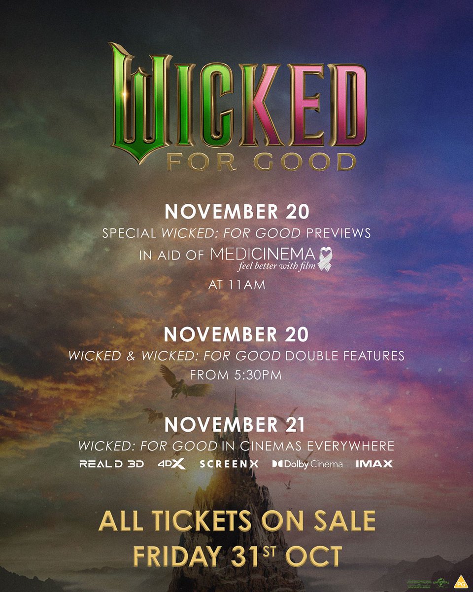 universaluk's tweet photo. Get ready 👀 #WickedForGood tickets go on sale in the UK on Friday! https://t.co/ehVb6bvi7I