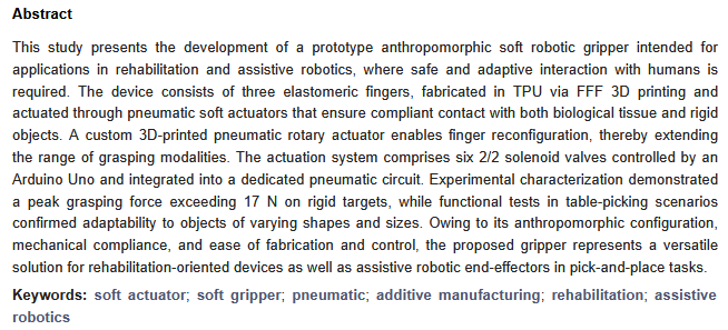 RoboticsMDPI's tweet image. #NewPaperOnline
📖 Development of an Anthropometric Soft Pneumatic Gripper with Reconfigurable Fingers for Assistive Robotics 
✍   By Francesco Buonamici, Michele Cerruti, Lorenzo Torzini, etc.
🏘️ From University of Florence
👉 mdpi.com/2218-6581/14/1…
#Robotics #softactuator