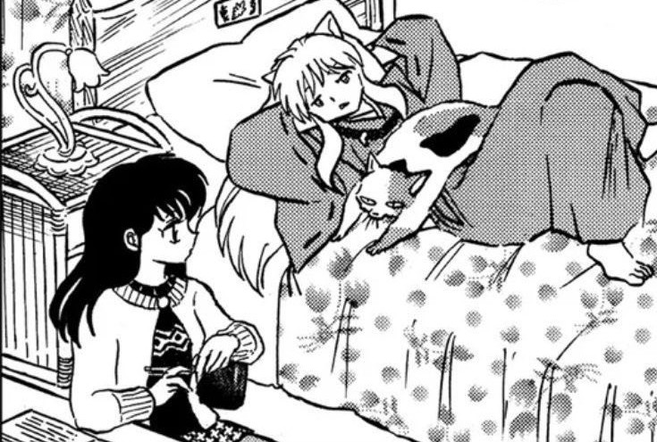 gigiutsu's tweet image. Once Inuyasha discovered Kagome's room, it became his favorite place 💕