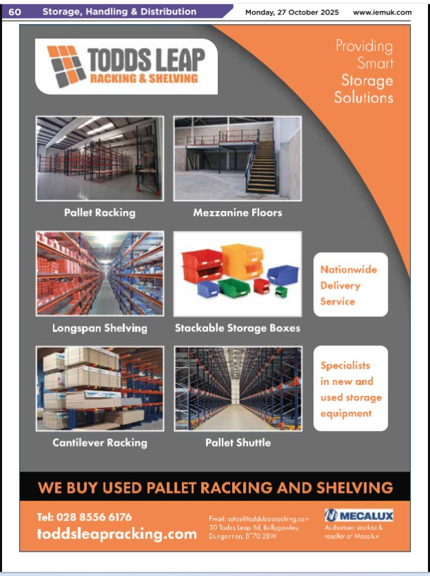 IEMsales's tweet image. Looking for reliable storage solutions? 🚀

Todd's Leap Racking &amp;amp; Shelving has you covered! From pallet racking to mezzanine floors, stackable boxes,
@RACKANDSHELVE 
Get organized today! Visit toddsleapracking.com or call 028 8556 6176.
#racking #shelving
