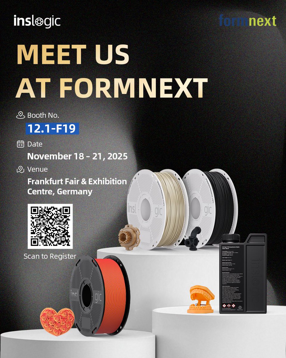 Inslogic3D's tweet image. Inslogic is heading to Formnext in Frankfurt, Germany 2025!

Free tickets available! Scan the QR code and register before Nov 15 to secure your complimentary admission—limited quantities, first come, first served.

See you there!
#inslogic #Inslogic3D #Formnext2025