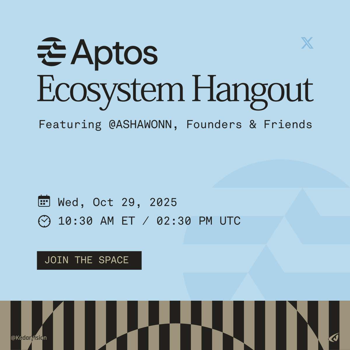 Aptos Ecosystem Hangout on Spaces!

It's happening today! Featuring <a href="/ASHAWONN/">ash 🇺🇸</a>, founders, and friends from across the <a href="/Aptos/">Aptos</a> ecosystem. everyone is welcome.

𝕏 : x.com/i/spaces/1YpKk…