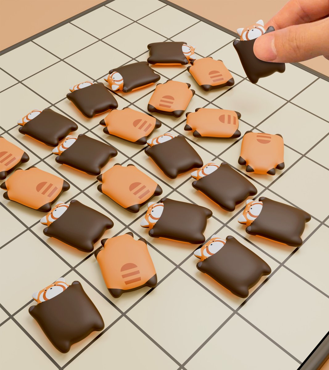 レッサーパンダが威嚇してくるリバーシ考えました。