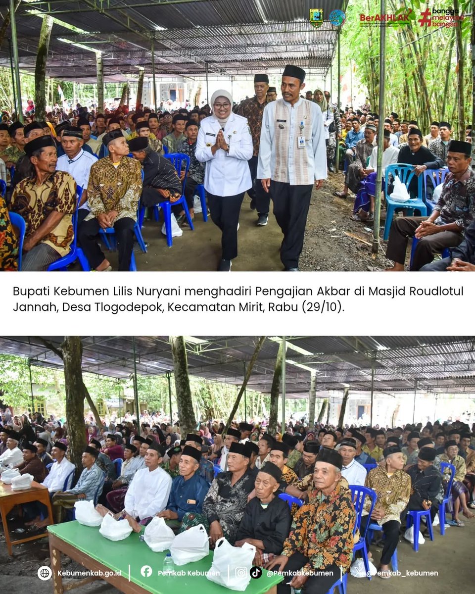 pemkab_kebumen's tweet image. Bupati Kebumen Lilis Nuryani menghadiri Pengajian Akbar di Masjid Roudlotul Jannah, Dukuh Kedoya, Desa Tlogodepok, Kecamatan Mirit, Rabu (29/10/2025).  #Kebumen #pemkabkebumen #PengajianAkbar #Tlogodepok #Mirit #LilisNuryani #KebumenBerkah #PembangunanKeagamaan #GotongRoyong