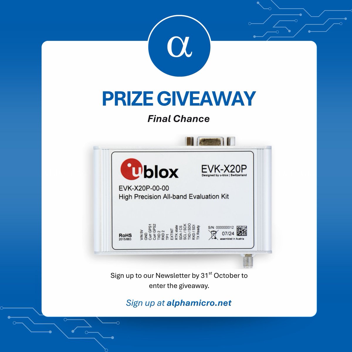 Final call to enter our u-blox ZED-X20P Evaluation Kit giveaway.

See what we showcased at the Engineering Design Show — precision GNSS technology designed for the future.

Sign up to our newsletter before October ends to enter: share-eu1.hsforms.com/1Opq3oOxBQTeLV…