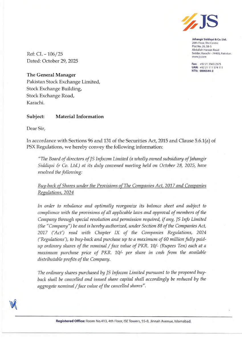 ChasePSXNotices's tweet image. JSCL-Material Information

#PSX #StockMarket #JSCL #news