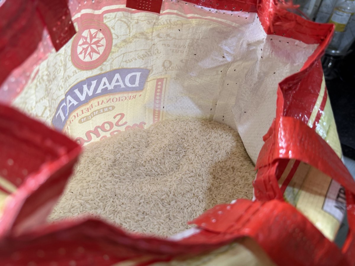 swaroopms's tweet photo. @SwiggyInstamart @rohitisb @harshamjty Sealed pack of Daawat rice in Instamart order #220621369601456 is infested with insets/pests. Customer service says, “couldn’t validate the issue” but pictures and video clearly show the insects/pests. Supervisor never called after long wait https://t.co/ZS9PnPtOmJ