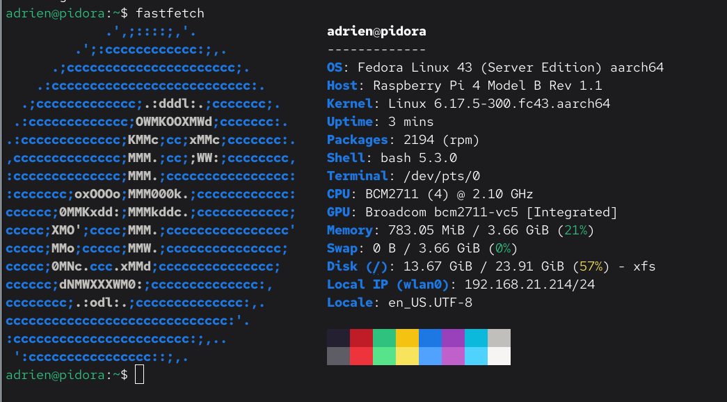 _adriend_'s tweet image. Mise à niveau de #Fedora 42 à Fedora 43 sur le Raspberry Pi ! 
1h c'est réglé, sur cette petite machine sur laquelle j'ai une Fedora graphique avec GNOME !