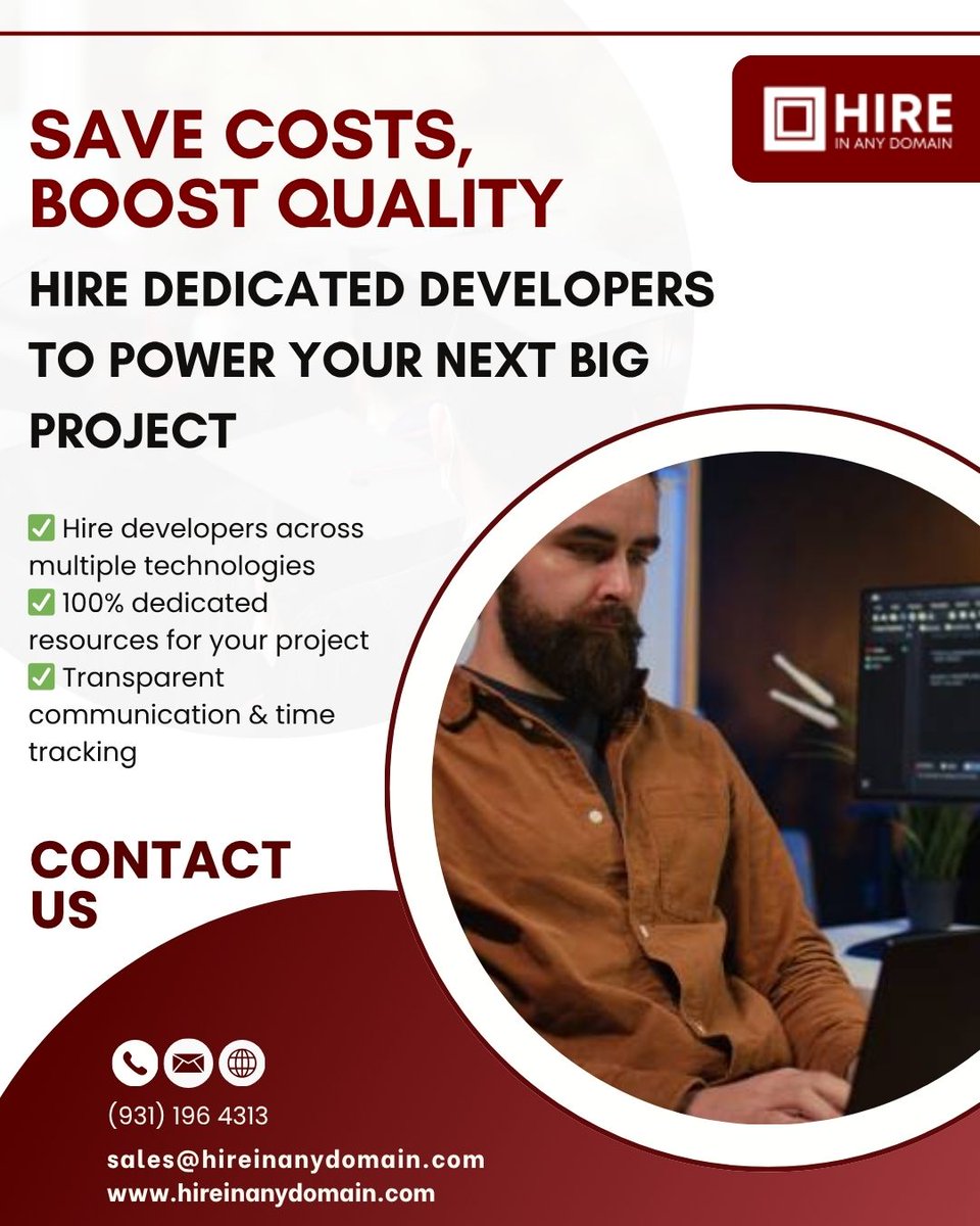 hireinanydomain's tweet image. Hire dedicated developers from India to scale your projects with speed and precision.
o 📞9311964313
o 📩 sales@hireinanydomain.com
o 🌐 hireinanydomain.com
Visit: hireinanydomain.com/hire-dedicated…
#HireDedicatedDeveloperIndia #DedicatedDevelopers #RemoteDevelopersIndia