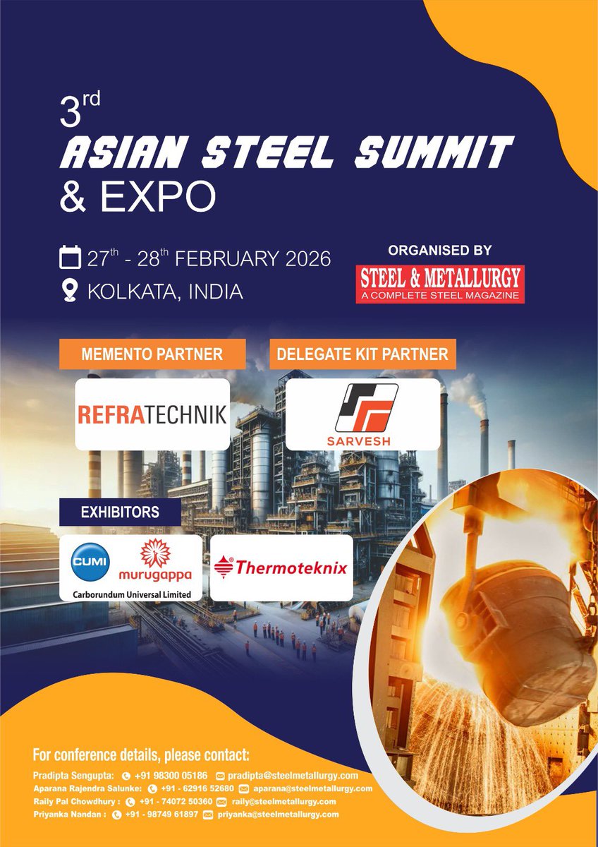 JOIN THE MOST ATTRACTIVE EVENT OF 2026 for the STEEL FRATERNITY : ASIAN STEEL SUMMIT ! Book your stall now 🙏