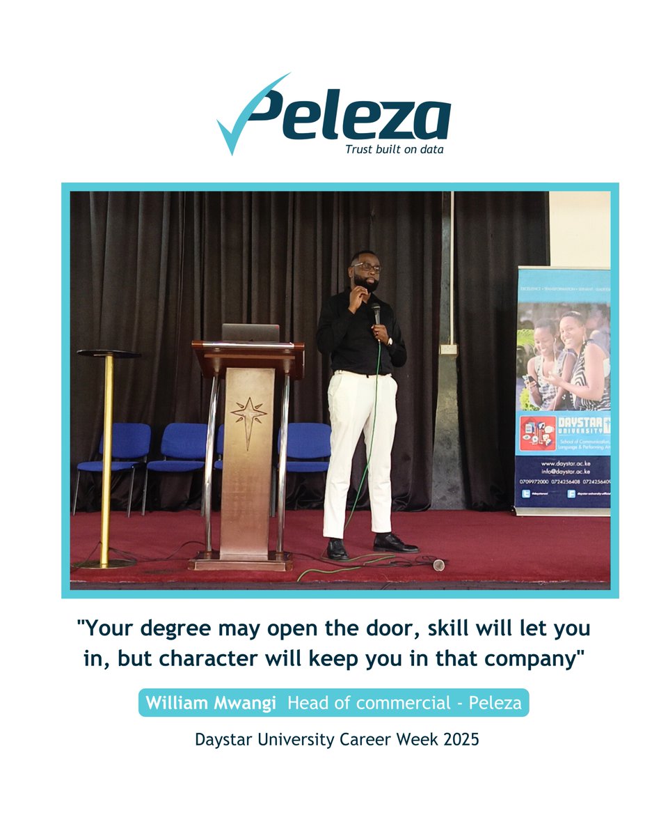 Peleza_Int's tweet image. Peleza is proud to be part of Daystar Career Week 2025: Empowering Career Success through Skills, Character, and Connection.

It mirrors what we stand for; verified credibility, earned trust, and lasting impact

#Peleza #DaystarUniversity #EducationVerification #BackgroundCheck