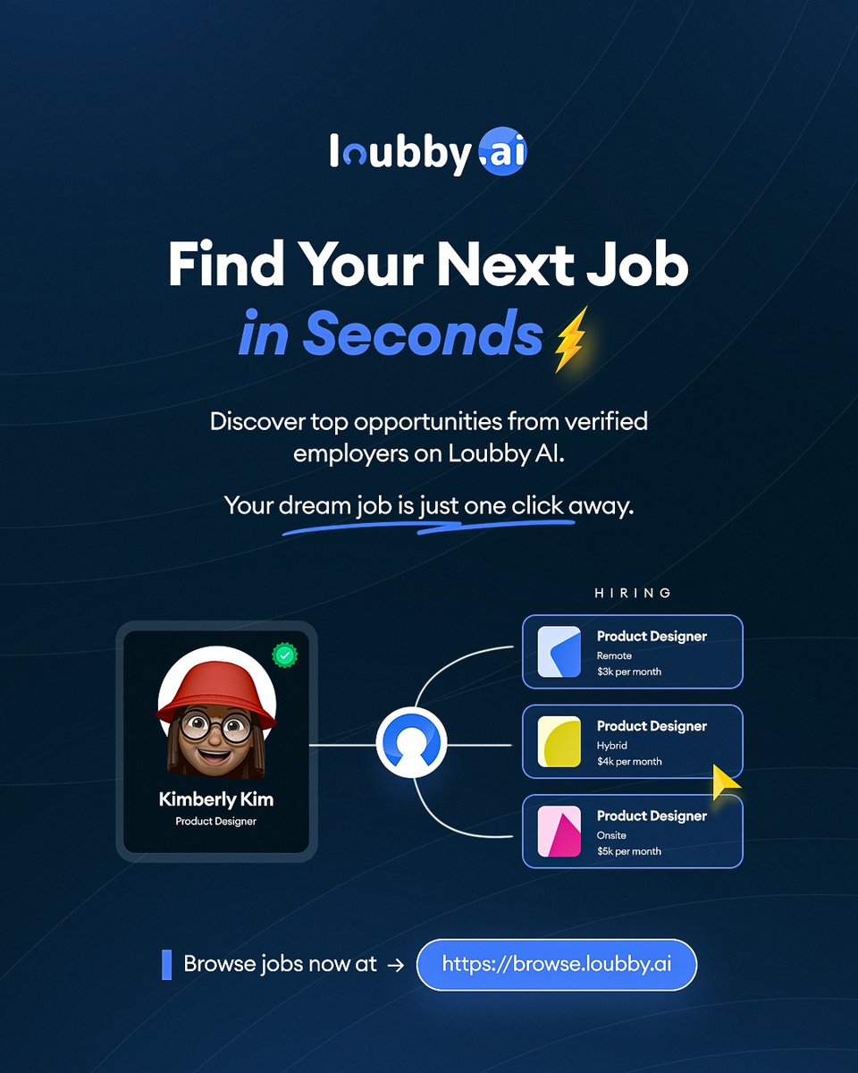 No more endless searches. Discover verified roles tailored to your skills in seconds.

Find your next job effortlessly on Loubby AI.

 👉Browse openings now:  browse.loubby.ai

#LoubbyAI #JobSearch #Jobs