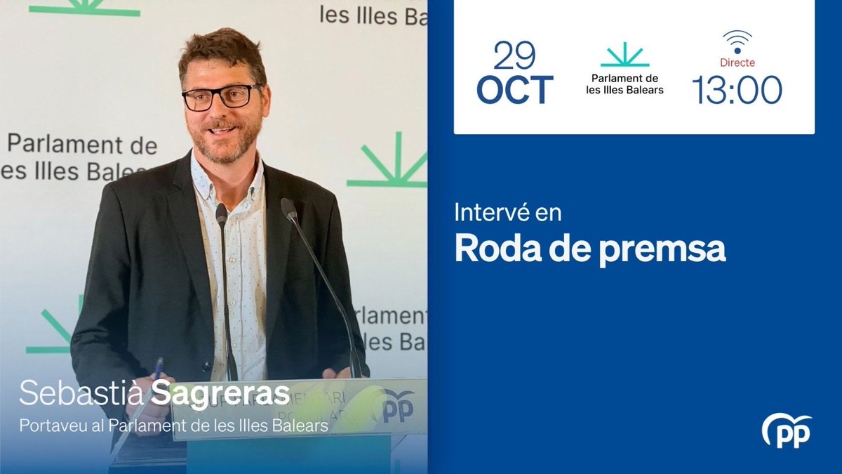 🔴 DIRECTE!

🗣️ Sebastià Sagreras, portaveu del <a href="/ppbalears/">PP Balears</a> al @parlamentib, compareix en roda de premsa de Junta de Portaveus.

📡 Pots seguir-la al següent enllaç:
youtube.com/live/fAJNiYEPF…