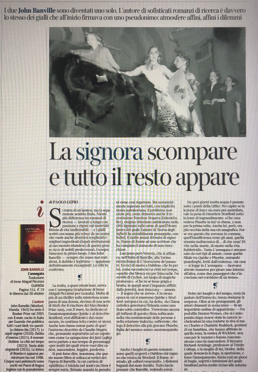 “Il presente è dove viviamo, mentre il passato è dove sogniamo”. L’annegata, di John Banville (un thriller ambiguo,  dal profondo respiro narrativo) su ⁦<a href="/La_Lettura/">la_lettura</a>⁩ e un ritratto dello scrittore irlandese nella App tinyurl.com/mpvnx3p3. ⁦<a href="/GuandaEditore/">Guanda</a>⁩