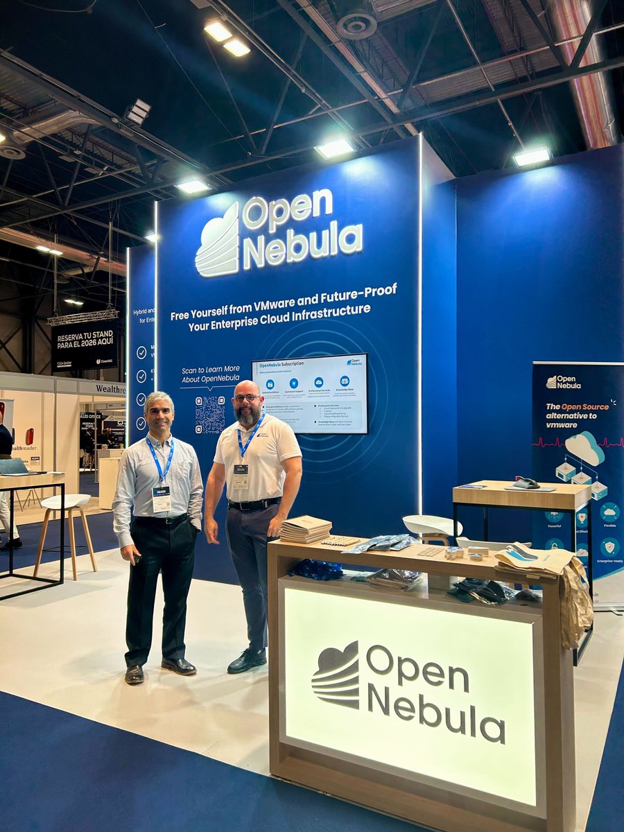 opennebula's tweet image. Hello from Cloud Expo Europe 2025 in Madrid 🚀

Whether you’re looking to migrate from VMware or want to optimize your multi-cloud environment, visit Booth 9D32 in the Cloud AI Infrastructure area to meet our team.

See you there!

#CloudExpoEurope2025 #OpenNebula