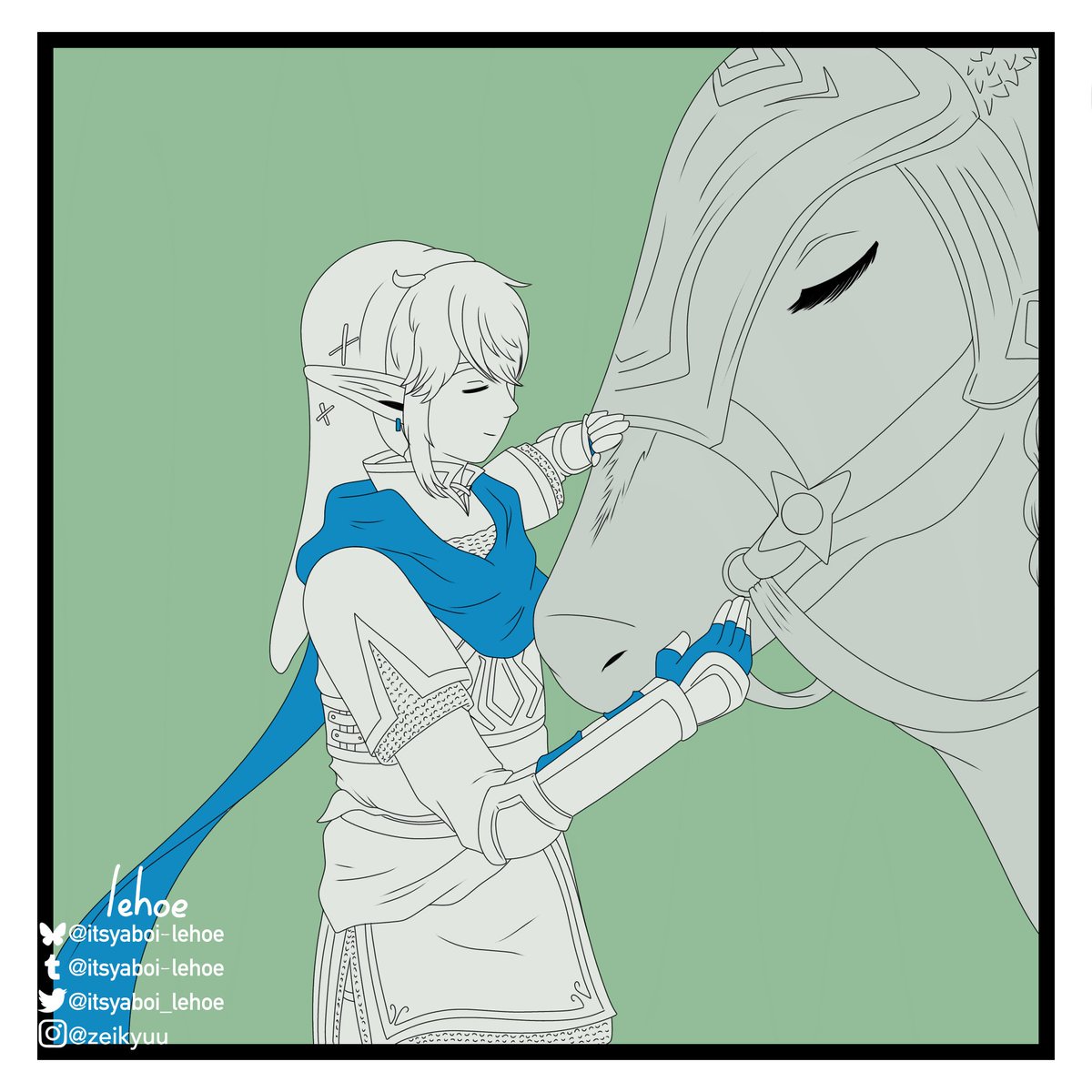 itsyaboi_lehoe's tweet photo. #linktober Day 29: Link + Epona

My horse, Epona, who I was gifted when I got my rank of Captain, never has much time for rest, so I always give her pats and food myself when I can. She’s a dear companion, and I don’t think any other horse could be as brave as she is on the field https://t.co/nv8kc3LA3L