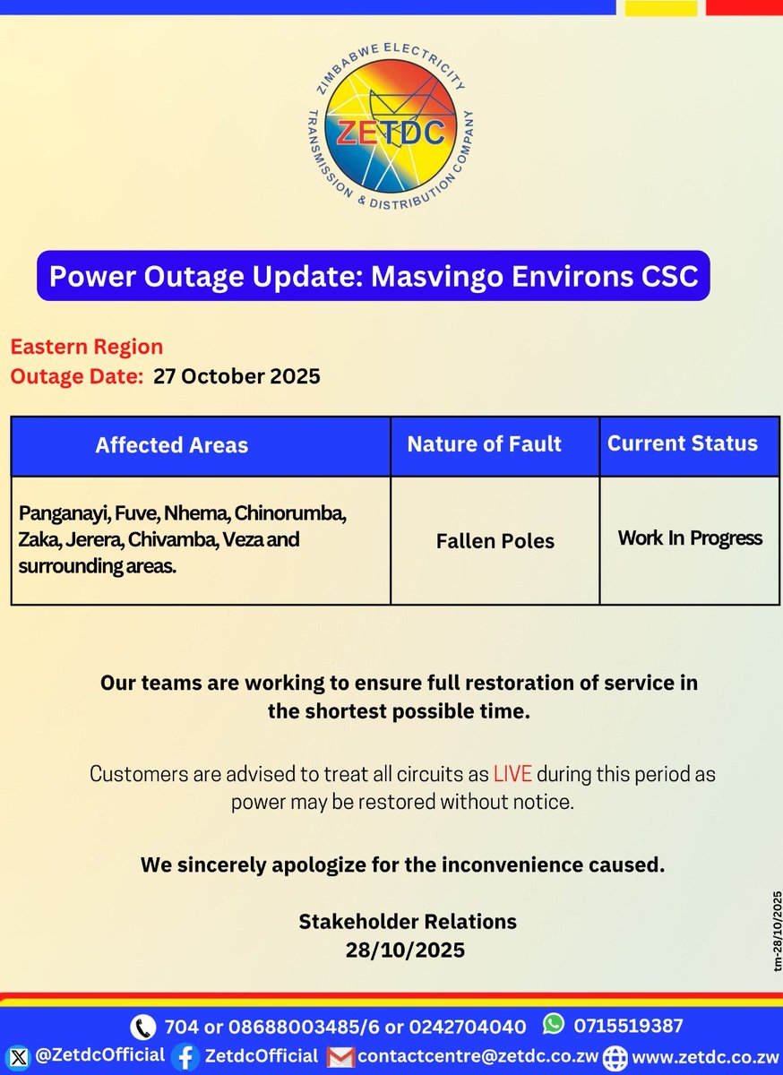 AsterXe_dex's tweet image. #PowerOutageUpdate
#EasternRegion
#MasvingoEnvironsCSC
^tm