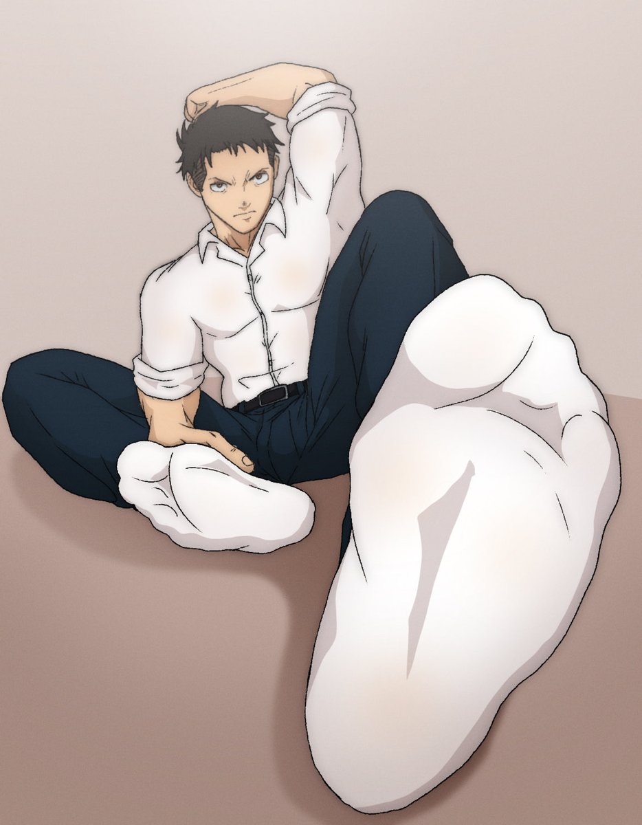 Now — Variant II; of: a recent Commission; of — mine’s, (to be sure); featuring: Akitaru Obi, (by-&amp;-by; — from: #FireForce, in fact); showing — his Feet, (I declare). 😍