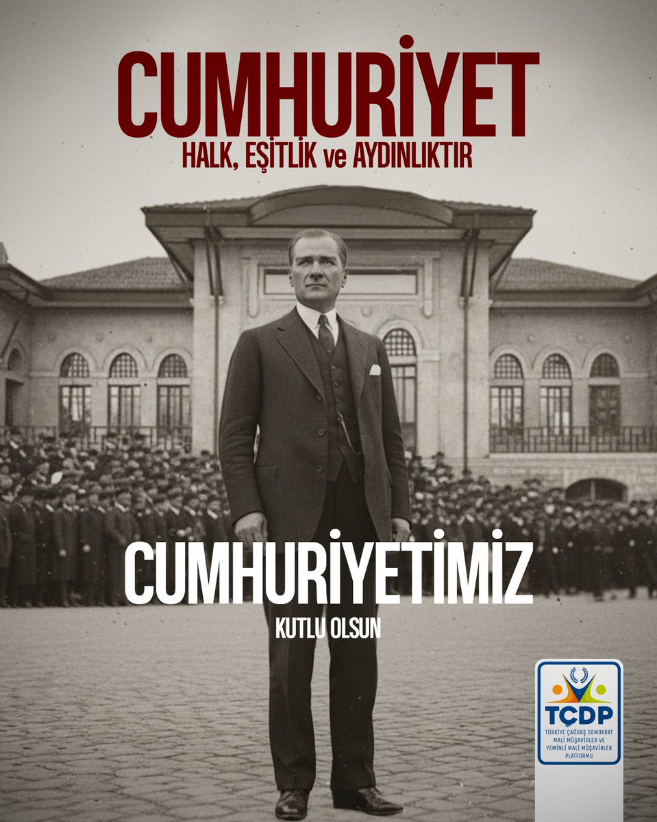 Cumhuriyet; Halk, Eşitlik ve Aydınlıktır.
Cumhuriyetimiz Kutlu Olsun!...

#29EkimCumhuriyetBayramı
#TÇDP